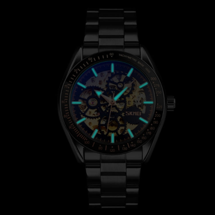 SKMEI 9194 Men Automatic Skeleton Mechanical Steel Band Watch (Rose Gold) - free shipping - PMC TechLife - Order now!