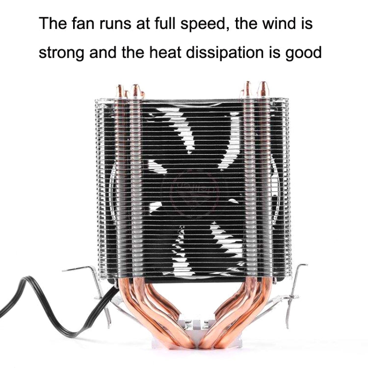 Desktop Computer 6 Copper Tube CPU Radiator Super Quiet Blue Light 3-pin Double Fan - Fan Cooling by PMC Jewellery | Online Shopping South Africa | PMC Jewellery | Buy Now Pay Later Mobicred