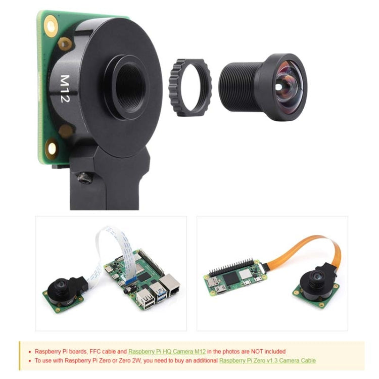 Waveshare WS1132712 For Raspberry Pi M12 High Resolution Lens, 12MP, 113 Degree FOV, 2.7mm Focal Length,23965 - Modules Expansions Accessories by WAVESHARE | Online Shopping South Africa | PMC Jewellery | Buy Now Pay Later Mobicred