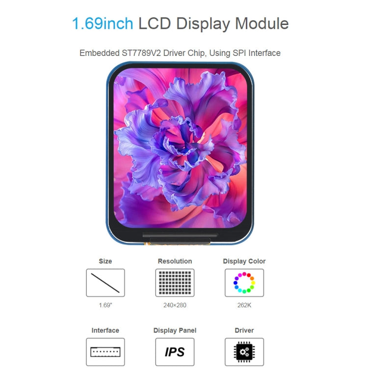 Waveshare 1.69 Inch 240��280 Resolution IPS LCD Display Module With SPI Interface - LCD & LED Display Module by Waveshare | Online Shopping South Africa | PMC TechLife | Buy Now Pay Later Mobicred