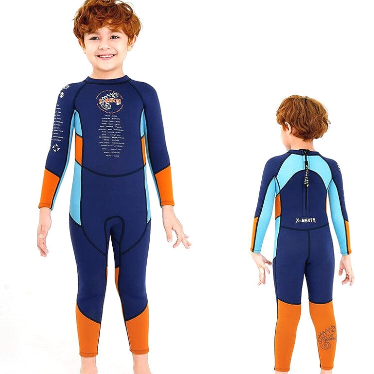 DIVE & SAIL M150501K Children Warm Swimsuit 2.5mm One-piece Wetsuit Long-sleeved Cold-proof Snorkeling Surfing Anti-jellyfish Suit, Size: XL(Navy) - Boy Clothing by DIVE & SAIL | Online Shopping South Africa | PMC Jewellery