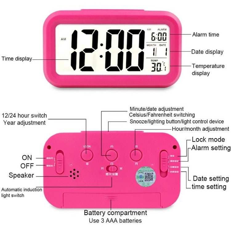 Temperature Type Lazy Snooze Alarm Mute Backlit Electronic Clock(Blue) - Alarm Clocks by PMc TechLife | Online Shopping South Africa | PMc TechLife | Buy Now Pay Later Mobicred