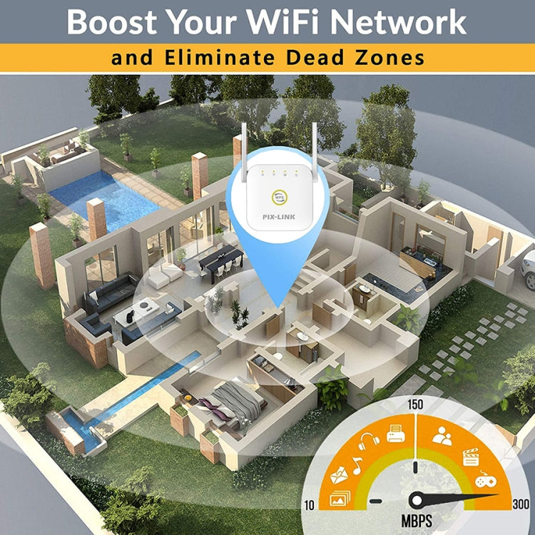 PIX-LINK WR22 300Mbps Wifi Wireless Signal Amplification Enhancement Extender, Plug Type:US Plug(Black) - free shipping - PMC Jewellery - Order now!