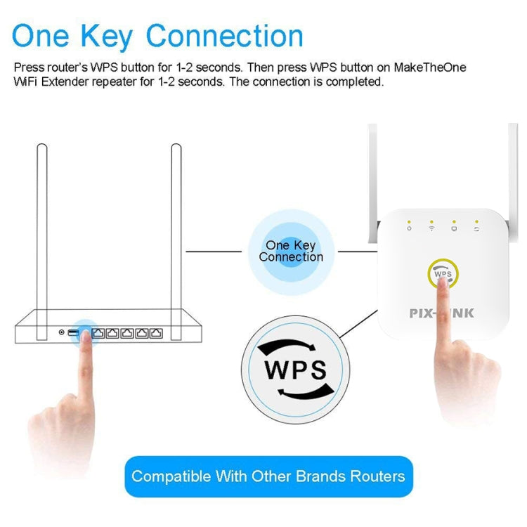 PIX-LINK WR22 300Mbps Wifi Wireless Signal Amplification Enhancement Extender, Plug Type:AU Plug(Black) - Wireless Routers by PIX-LINK | Online Shopping South Africa | PMC Jewellery | Buy Now Pay Later Mobicred