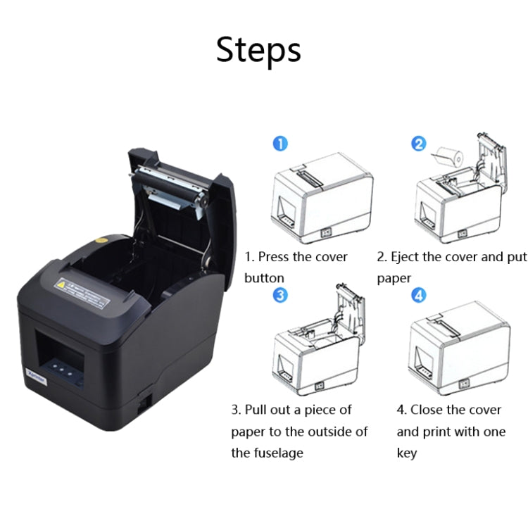 Xprinter XP-A160M Thermal Printer Catering Bill POS Cash Register Printer, Style:US Plug(Network Port LAN) - Printer by Xprinter | Online Shopping South Africa | PMC Jewellery | Buy Now Pay Later Mobicred