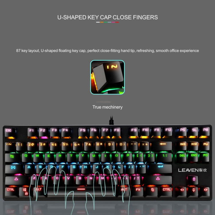 LEAVEN K550 87 Keys Green Shaft Gaming Athletic Office Notebook Punk Mechanical Keyboard, Cable Length: 1.8m(Black) - Wired Keyboard by PMC Jewellery | Online Shopping South Africa | PMC Jewellery | Buy Now Pay Later Mobicred