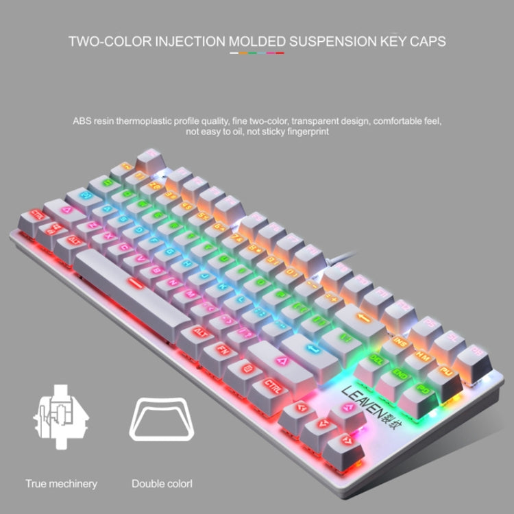 LEAVEN K550 87 Keys Green Shaft Gaming Athletic Office Notebook Punk Mechanical Keyboard, Cable Length: 1.8m(Pink) - Wired Keyboard by PMC Jewellery | Online Shopping South Africa | PMC Jewellery | Buy Now Pay Later Mobicred