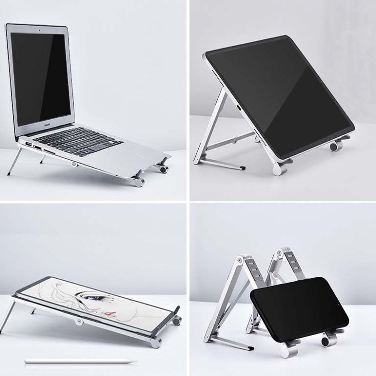 Metal Laptop Stand Computer Cooling Folding Mini Flat Raised Bracket(Gray) - Laptop Stand by PMC Jewellery | Online Shopping South Africa | PMC Jewellery | Buy Now Pay Later Mobicred