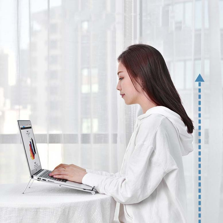 Metal Laptop Stand Computer Cooling Folding Mini Flat Raised Bracket(Gray) - Laptop Stand by PMC Jewellery | Online Shopping South Africa | PMC Jewellery | Buy Now Pay Later Mobicred