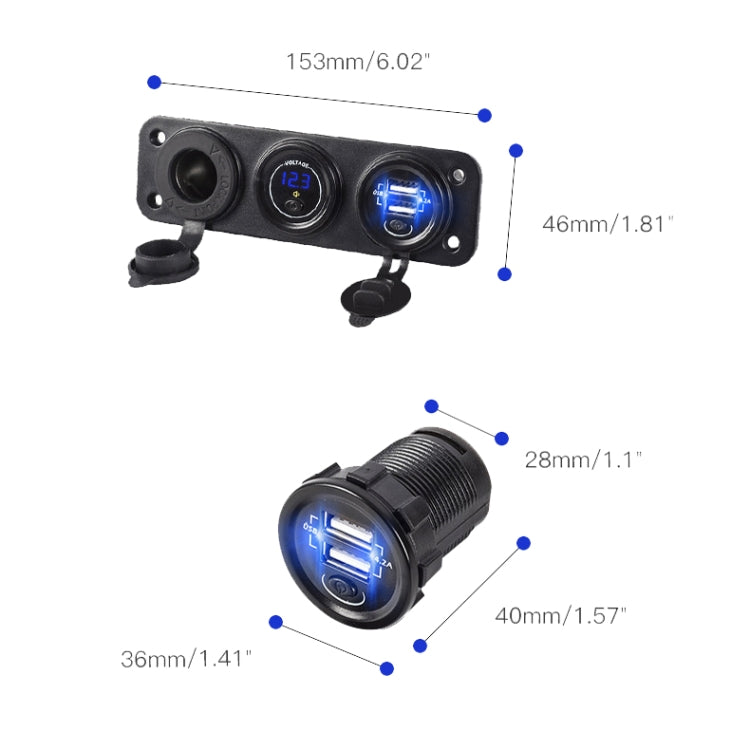 Car Mobile Phone Charger Multi-Port Fast Charging with Cigarette Lighter Multi-Function Digital Display Dual USB Car Charger(Red Light) - DIY Modified Charger by PMC Jewellery | Online Shopping South Africa | PMC Jewellery | Buy Now Pay Later Mobicred