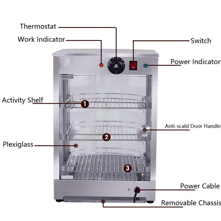 DH-1P Three-layer Electrical Heating Holding Cabinet Egg Tart Pizza Bread Food Heating Constant Temperature Holding Display Cabinet,  CN Plug - free shipping - PMC TechLife - Order now!
