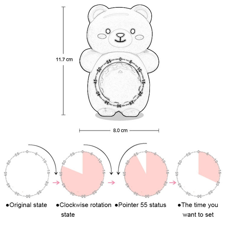 Cartoon Bear Timer Kitchen Gadget Mechanical Timer(Yellow) - Digital Countdown by PMC TechLife | Online Shopping South Africa | PMC TechLife | Buy Now Pay Later Mobicred