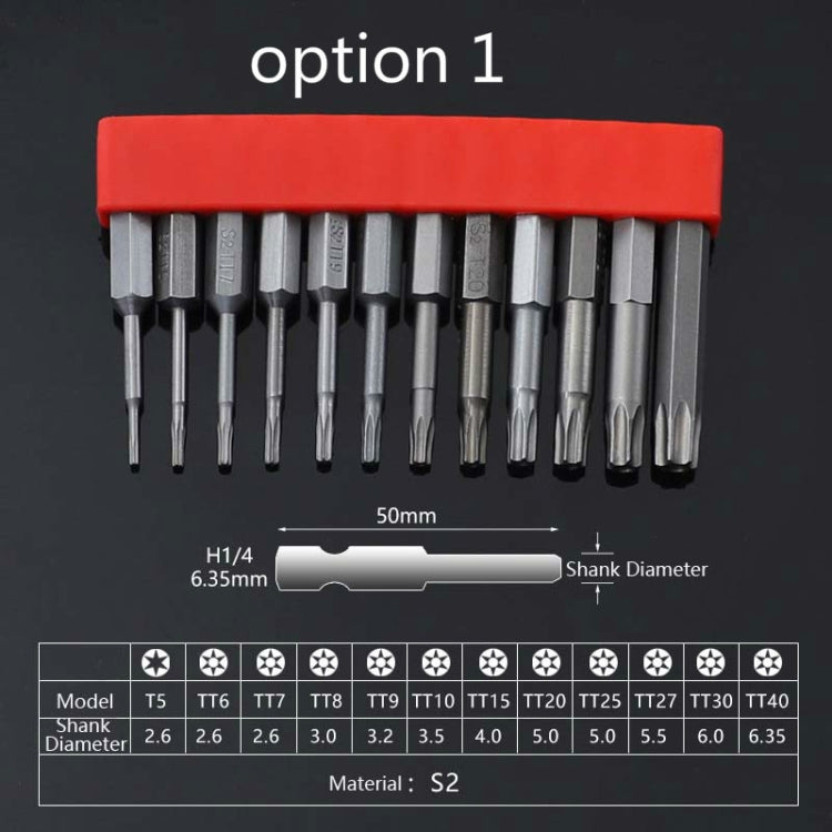 12 PCS / Set Screwdriver Bit With Magnetic S2 Alloy Steel Electric Screwdriver, Specification:1 - Drill & Drill Bits by PMC Jewellery | Online Shopping South Africa | PMC Jewellery | Buy Now Pay Later Mobicred