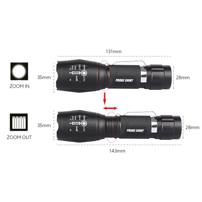 T02 Pen Clip Mini Flashlight T6 Telescopic Zoom Led Flashlight Outdoor Waterproof Long Shot Glare Flashlight - Mini Flashlight by PMC Jewellery | Online Shopping South Africa | PMC Jewellery