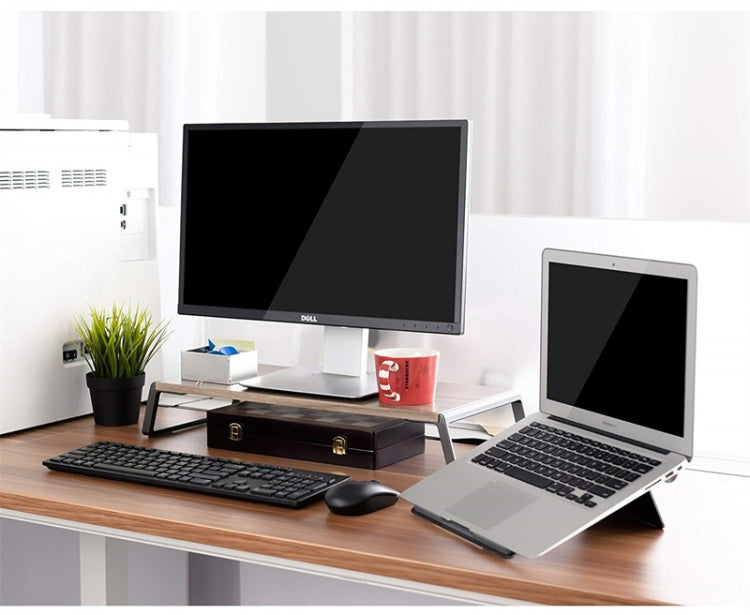 Monitor Stand Riser with Metal Feet for iMac MacBook LCD Display Printer, Lapdesk Tabletop Organizer Sturdy Platform Save Space(Dark Wood Grain) - Laptop Stand by PMC Jewellery | Online Shopping South Africa | PMC Jewellery | Buy Now Pay Later Mobicred