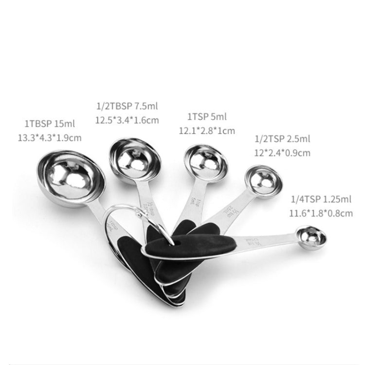 5 in 1 Stainless Steel Measuring Spoon Set Coffee Spoon Baking Kitchen Gadget, Style:Measuring Spoon(Black) - Coffee Tools by PMC Jewellery | Online Shopping South Africa | PMC Jewellery | Buy Now Pay Later Mobicred