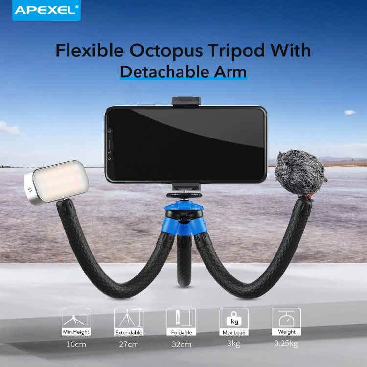 APEXEL APL-JJ07 Portable Hose Octopus Mini Mobile Phone Gopro Camera Selfie Live Stand(Blue Black) - Stand by APEXEL | Online Shopping South Africa | PMC Jewellery | Buy Now Pay Later Mobicred