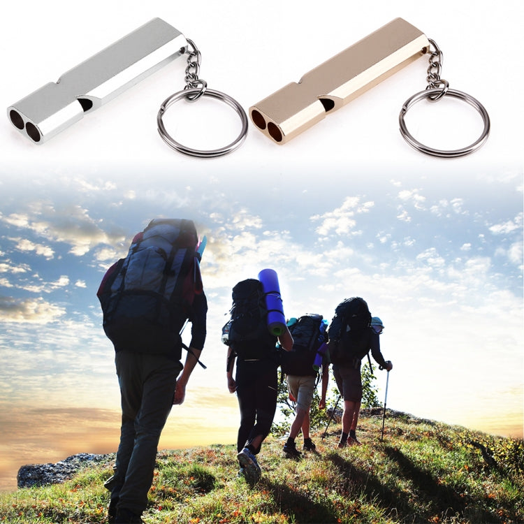 3 PCS Mini Portable 120db Double Pipe High Decibel Outdoor Camping Hiking Survival Whistle Double-frequency Emnergecy Whistle Keychain(Gold) - Emergency Tools by PMC Jewellery | Online Shopping South Africa | PMC Jewellery