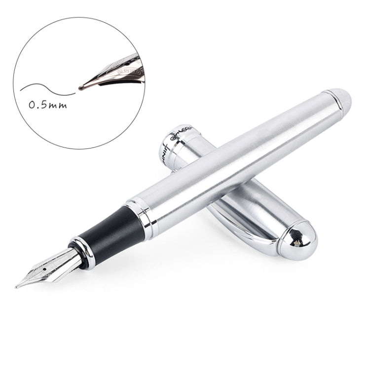 X750 Stationery Stainless Steel Fountain Pen Medium Nib Ink Pens School Oiifice Gift, Nib Size:0.5mm(Silver) - Fountain Pens by PMc TechLife | Online Shopping South Africa | PMc TechLife | Buy Now Pay Later Mobicred