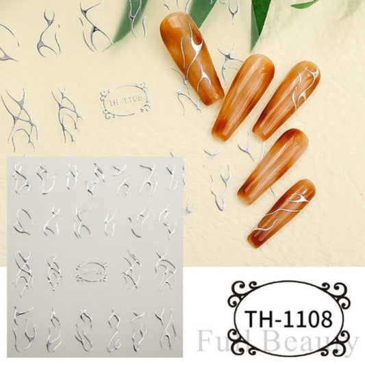 TH-1108 10pcs Frosted Transparent Back Adhesive Bronzing Smudged Nail Art Sticker - Nail Stickers by PMC Jewellery | Online Shopping South Africa | PMC Jewellery | Buy Now Pay Later Mobicred