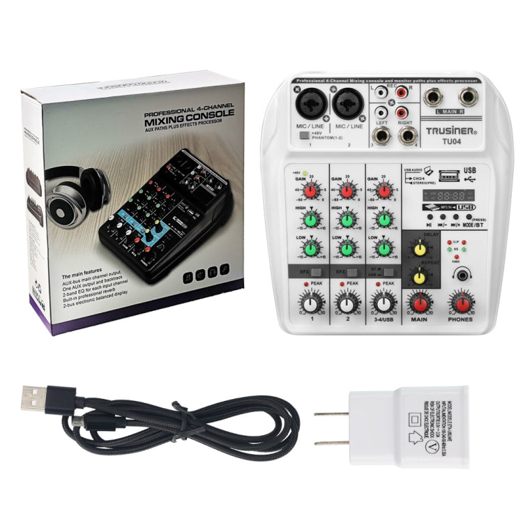 TU04 BT Sound Mixing Console Record 48V Phantom Power Monitor AUX Paths Plus Effects 4 Channels Audio Mixer with USB(Black) - Live Sound Effects Processors by PMC Jewellery | Online Shopping South Africa | PMC Jewellery | Buy Now Pay Later Mobicred