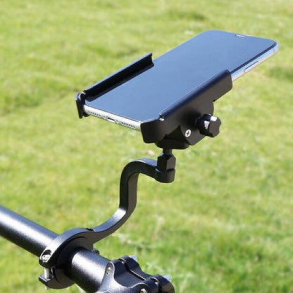 CYCLINGBOX Aluminum Alloy Mobile Phone Holder Bicycle Riding Takeaway Rotatable Metal Mobile Phone Bracket, Style:Heightened Handlebar Installation(Black) - Holders by CYCLINGBOX | Online Shopping South Africa | PMC Jewellery | Buy Now Pay Later Mobicred