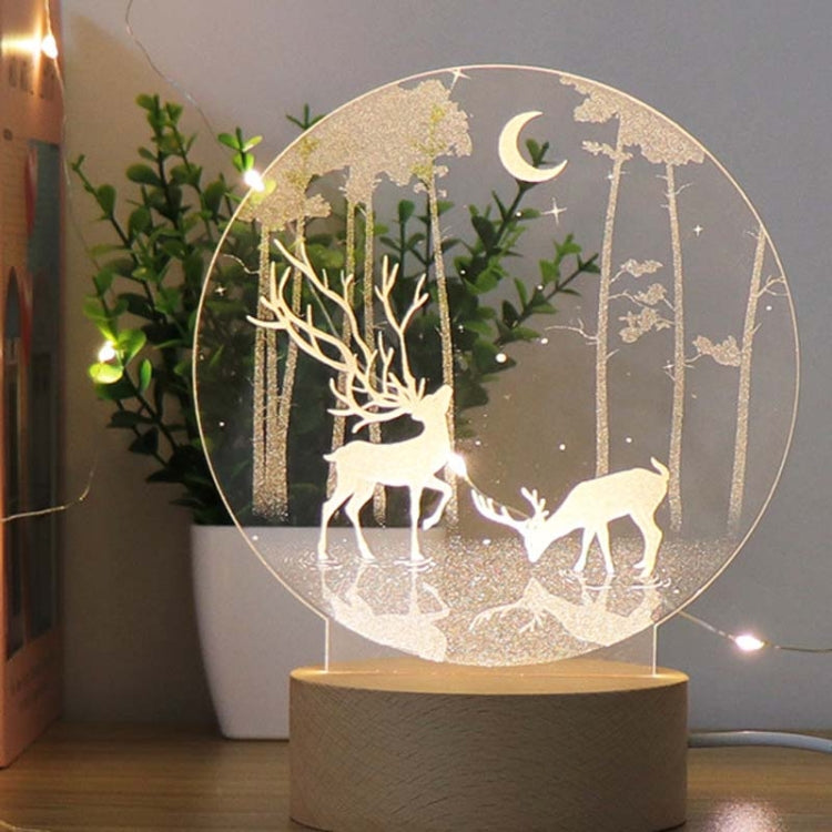 3D Atmosphere Decorative Light Acrylic Inner Carved LED Night Light Creative Girl Table Lamp(Double Deer) - Novelty Lighting by PMC TechLife | Online Shopping South Africa | PMC TechLife | Buy Now Pay Later Mobicred