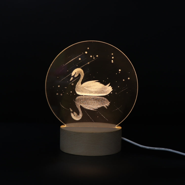 3D Atmosphere Decorative Light Acrylic Inner Carved LED Night Light Creative Girl Table Lamp(Swan) - Novelty Lighting by PMC TechLife | Online Shopping South Africa | PMC TechLife | Buy Now Pay Later Mobicred