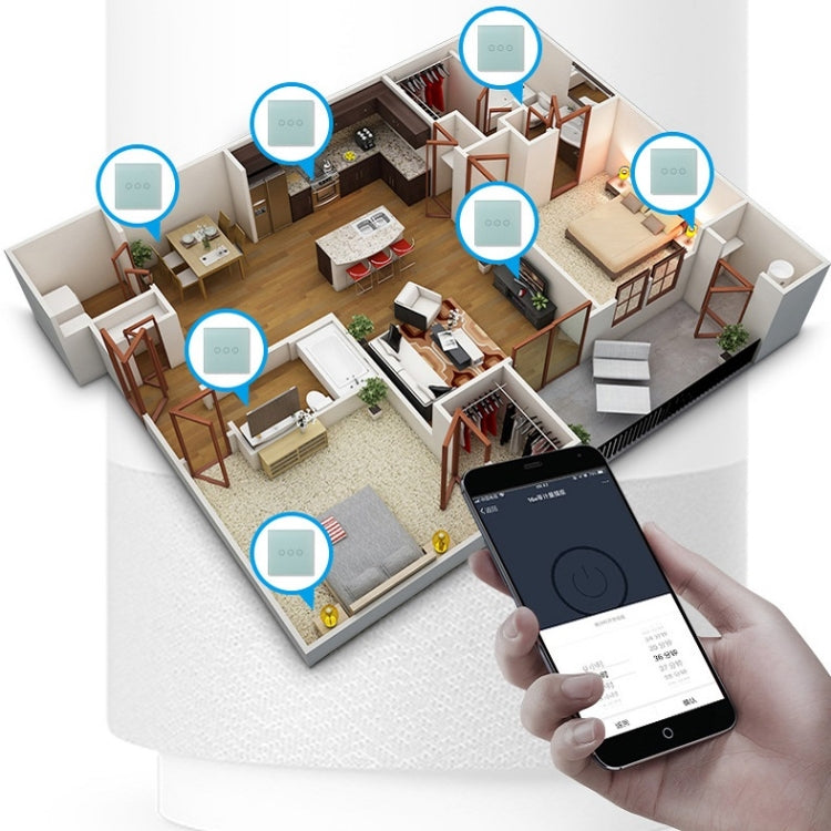 Wifi Wall Touch Panel Switch Voice Control Mobile Phone Remote Control, Model: White 2 Gang (Single Firewire Zigbee) - free shipping - PMC Jewellery - Order now!