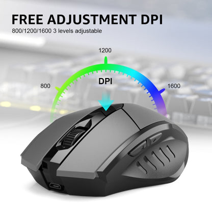 Inphic A1 6 Keys 1000/1200/1600 DPI Home Gaming Wireless Mechanical Mouse, Colour: Black Wireless+Bluetooth 4.0+Bluetooth 5.0 - Wireless Mice by Inphic | Online Shopping South Africa | PMC Jewellery | Buy Now Pay Later Mobicred