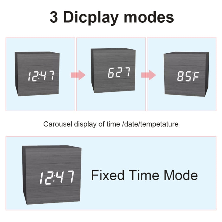 Multicolor Sounds Control Wooden Clock Modern Digital LED Desk Alarm Clock Thermometer Timer White Blue - Alarm Clocks by PMc TechLife | Online Shopping South Africa | PMc TechLife | Buy Now Pay Later Mobicred