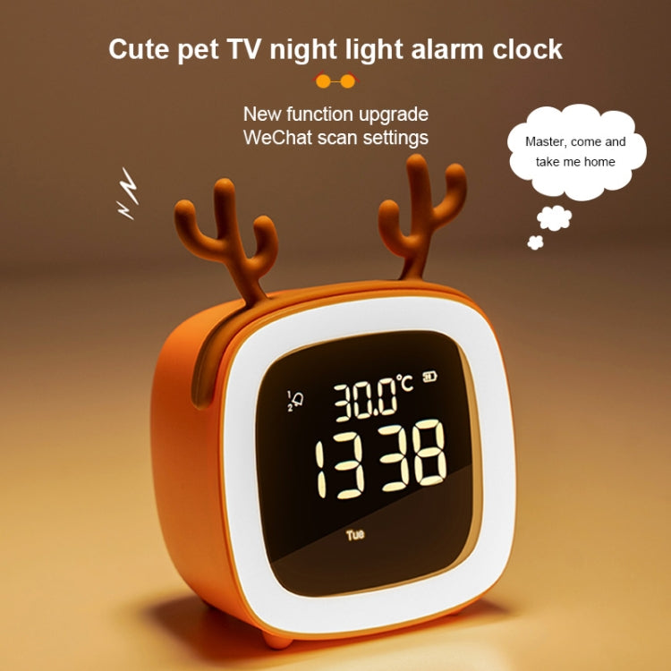 Cartoon Deer Shape Children Snooze Multifunctional USB Rechargeable Student LED Alarm Clock(Gray) - Novelty Clock by PMc TechLife | Online Shopping South Africa | PMc TechLife | Buy Now Pay Later Mobicred