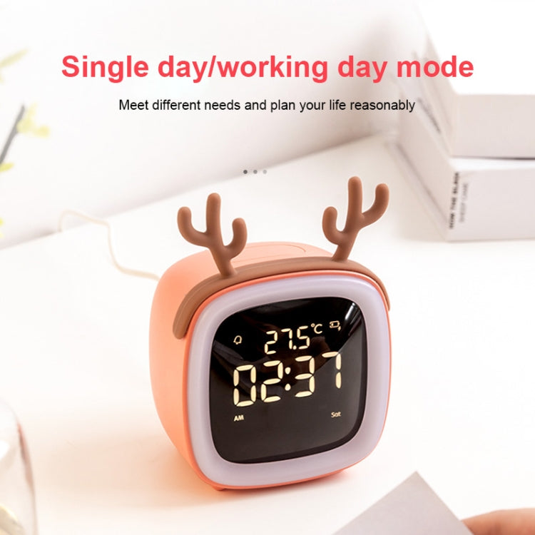 Cartoon Deer Shape Children Snooze Multifunctional USB Rechargeable Student LED Alarm Clock(Gray) - Novelty Clock by PMc TechLife | Online Shopping South Africa | PMc TechLife | Buy Now Pay Later Mobicred