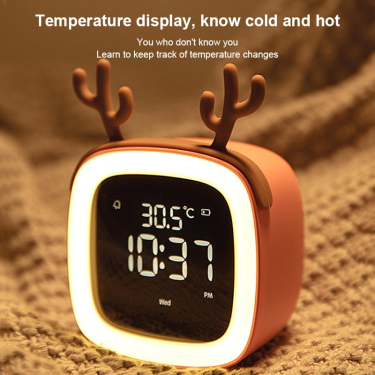 Cartoon Deer Shape Children Snooze Multifunctional USB Rechargeable Student LED Alarm Clock(Gray) - Novelty Clock by PMc TechLife | Online Shopping South Africa | PMc TechLife | Buy Now Pay Later Mobicred