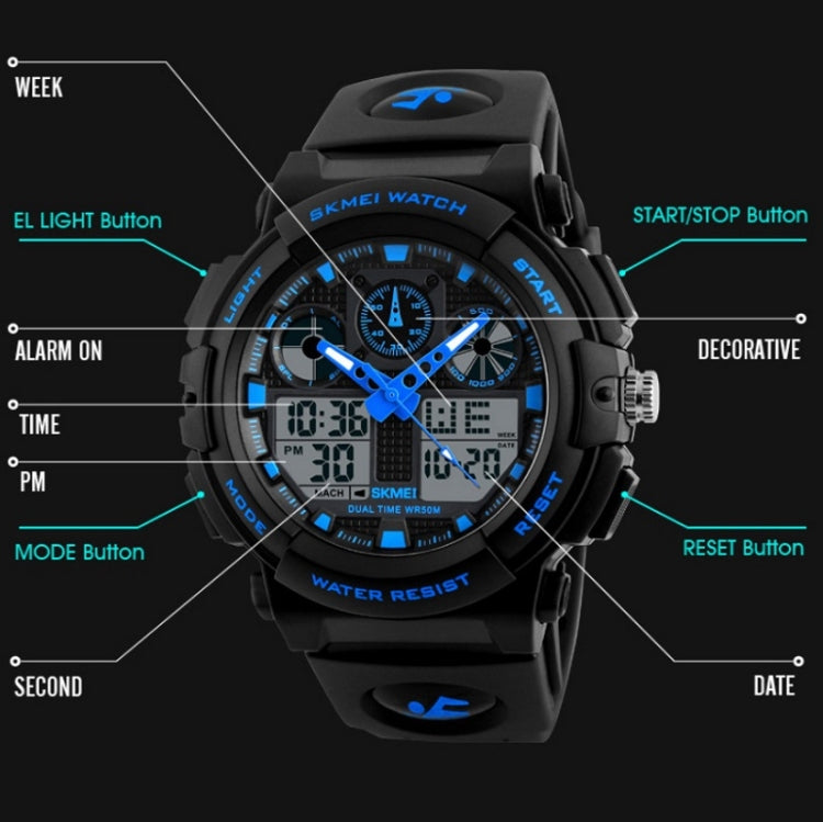 SKMEI 1270 Men Waterproof Dual Display Digital Watch Outdoor Sports Watch(Blue) - free shipping - PMC TechLife - Order now!
