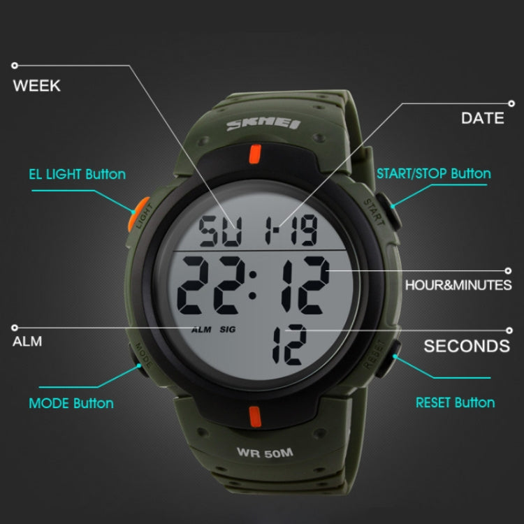 SKMEI 1068 Men Waterproof Outdoor Sports Digital Watch Student Fashion Watch(Green) - free shipping - PMC TechLife - Order now!