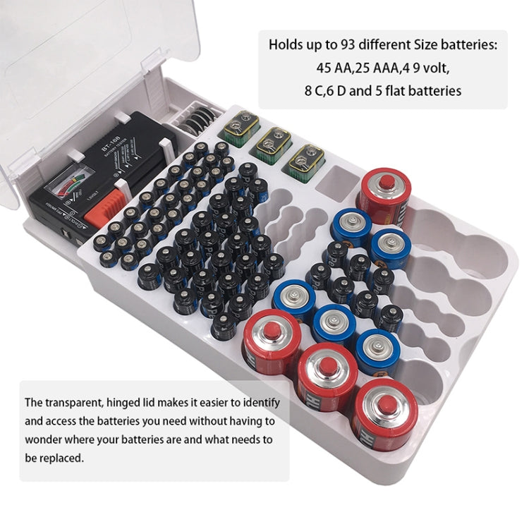 JK-19070823 Battery Storage Box With Battery Capacity Tester(white) - Battery & Resistance Tester by PMC Jewellery | Online Shopping South Africa | PMC Jewellery