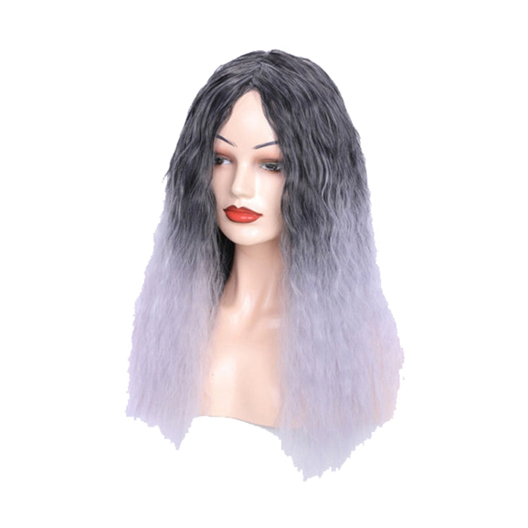 Matte Realistic Corn Perm Long Curly Hair Woolen Volume Wig Headgear(Black Gradient Light Milky Gray) - free shipping - PMC TechLife - Order now!