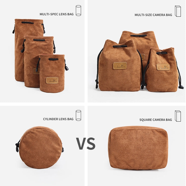 S.C.COTTON Liner Shockproof Digital Protection Portable SLR Lens Bag Micro Single Camera Bag Square Gray M - Lens Bag by S.C.COTTON | Online Shopping South Africa | PMC TechLife | Buy Now Pay Later Mobicred