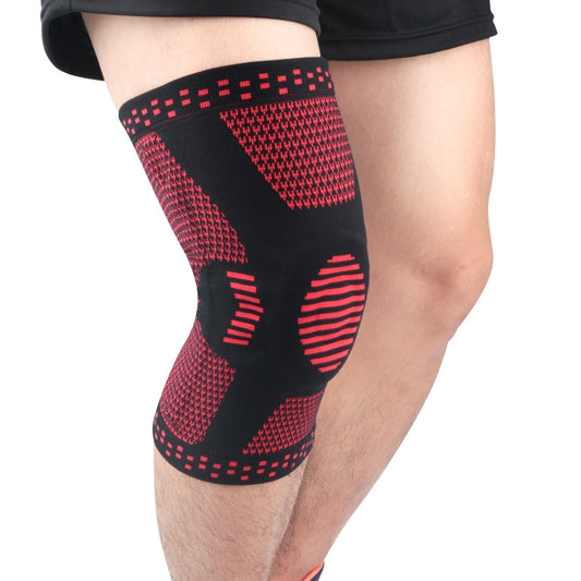 Sports Knee Pads Anti-Collision Support Compression Keep Warm Leg Sleeve Knitting Basketball Running Cycling Protective Gear, Size: M(Black Red) - Sports Safety by PMC Jewellery | Online Shopping South Africa | PMC Jewellery | Buy Now Pay Later Mobicred