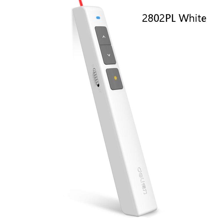 Deli 2.4GHz Laser Page Turning Pen Rechargeable Speech Projector Pen, Model: 2802PL (White) -  by Deli | Online Shopping South Africa | PMC Jewellery | Buy Now Pay Later Mobicred