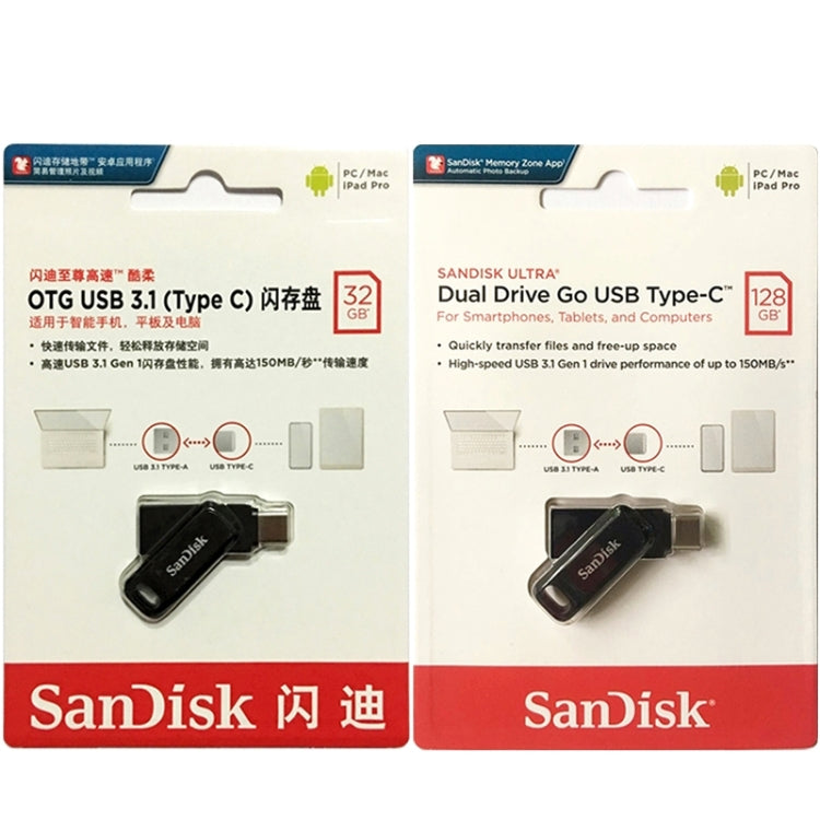 SanDisk Type-C + USB 3.1 Interface OTG High Speed Computer Phone U Disk, Colour: SDDDC3 Black Plastic Shell, Capacity: 32GB - USB Flash Drives by SanDisk | Online Shopping South Africa | PMC Jewellery | Buy Now Pay Later Mobicred