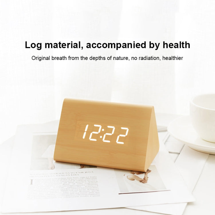 Mute Luminous Electronic Clock Wooden Sound Control Small Triangle Alarm Clock Brown Wood Red Light - Alarm Clocks by PMc TechLife | Online Shopping South Africa | PMc TechLife | Buy Now Pay Later Mobicred