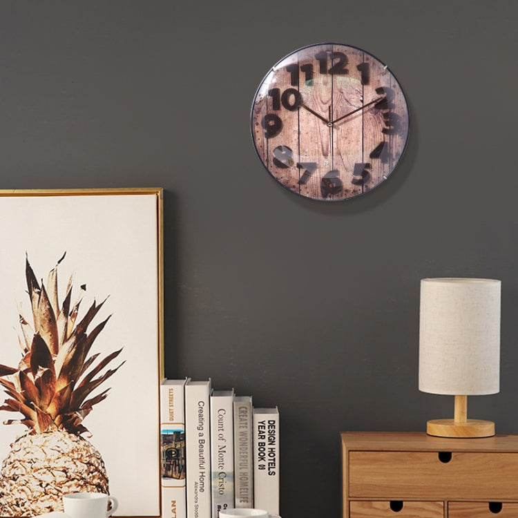 Simple Retro Imitation Wood Grain Three-dimensional Digital Round Wall Clock - Wall Clock by PMc TechLife | Online Shopping South Africa | PMc TechLife | Buy Now Pay Later Mobicred