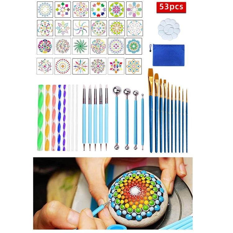 53 PCS Mandala Drawing Tool With Storage Bag - Art Supplies by PMC TechLife | Online Shopping South Africa | PMC TechLife