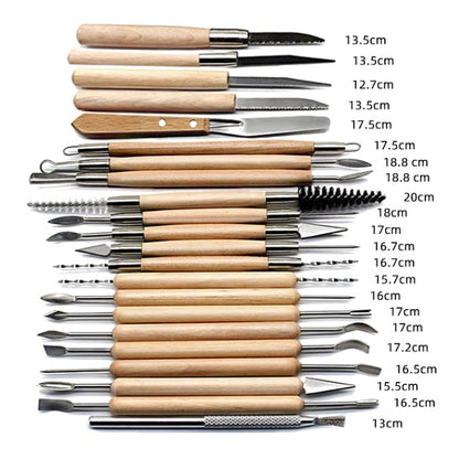 30 In 1 Wooden Pottery Clay Tools Multi-Function Clay Sculpture Tools - Art Supplies by PMC Jewellery | Online Shopping South Africa | PMC Jewellery