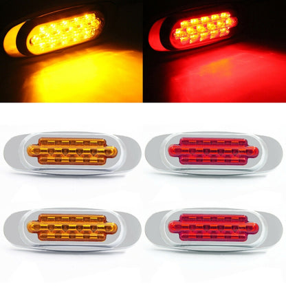 12-24V 16 LEDs Electroplating Side Lights Side Tail Lights Cargo Truck Modification Light, Colour: Yellow (2 Lines Always Bright) - Warning Lights by PMC Jewellery | Online Shopping South Africa | PMC Jewellery | Buy Now Pay Later Mobicred