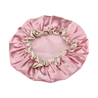 Lovely Thick Women Satin Colorful Double Waterproof Hair Cover Bathing Cap(Pink) - Bath Supplies by PMC Jewellery | Online Shopping South Africa | PMC Jewellery | Buy Now Pay Later Mobicred