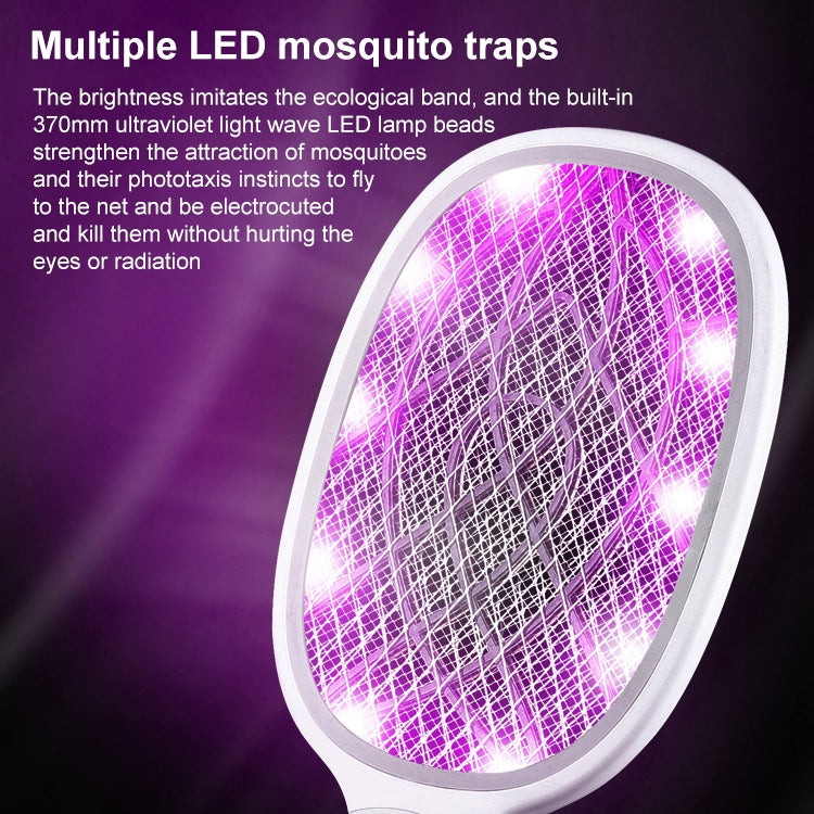 Electrical Mosquito Swatter Mosquito Killer Two-In-One USB Rechargeable Household Electrical Mosquito Swatter, Colour: LEDx10 Purple (Base Charging) - Fly Swatter by PMC Jewellery | Online Shopping South Africa | PMC Jewellery | Buy Now Pay Later Mobicred