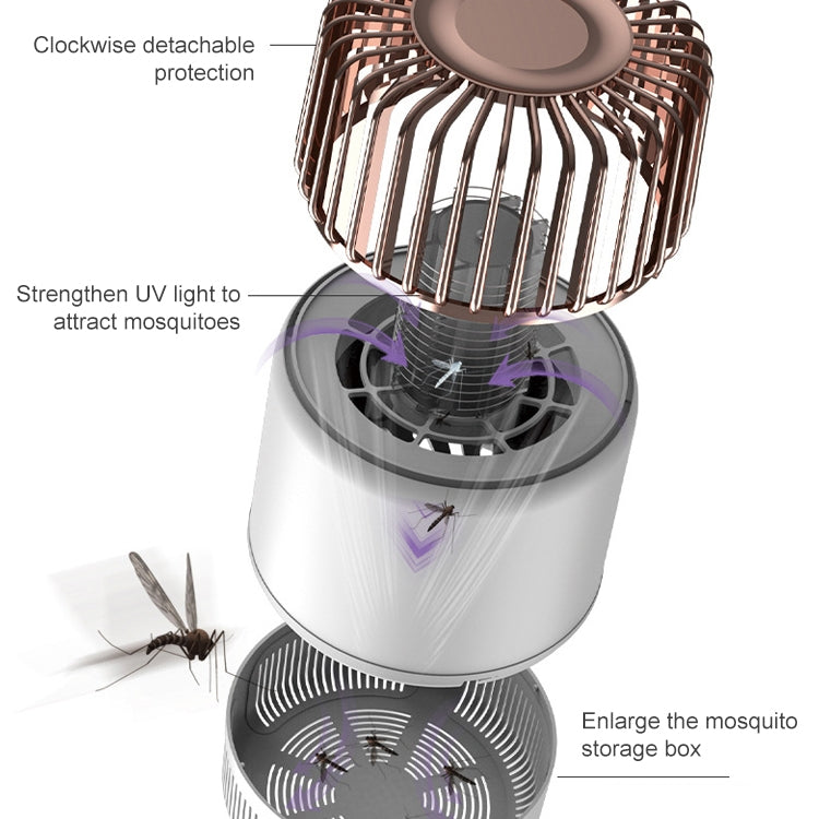 USB Photocatalyst Mosquito Killer Electrical Shock Two-In-One Mosquito Killer White Gold  (Electric Shock + Suction) - Repellents by PMC Jewellery | Online Shopping South Africa | PMC Jewellery | Buy Now Pay Later Mobicred